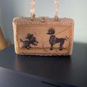 Elegant Cream and Gold Poodle Handbag